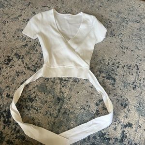 Wilfred Aritzia all tied up wrap sweater in light birch